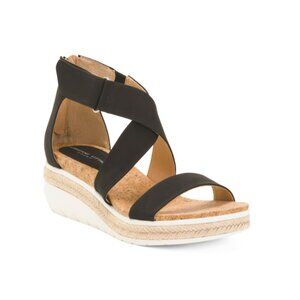 ADRIENNE VITTADINI Black Cape Ann Wedge Sandals